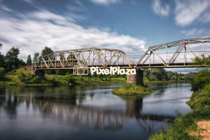Historic Iron Bridge Over Gauja River in Valmiera, Latvia
